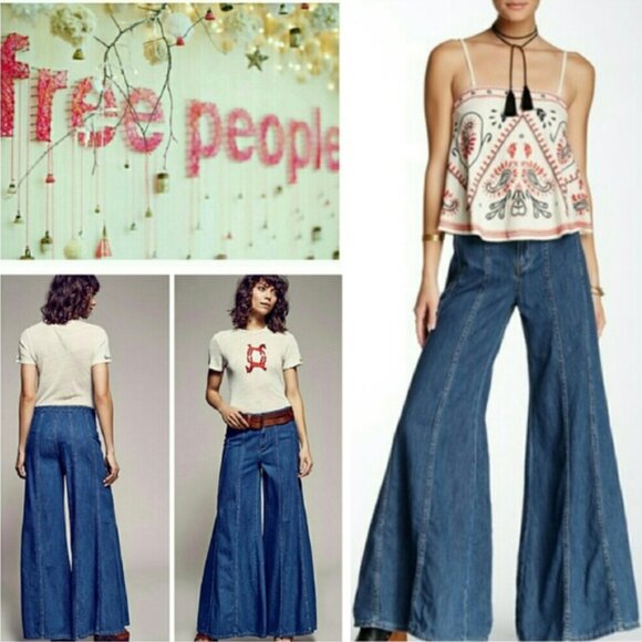 Free People Denim - Free People Gilmore Wide Leg Denim Jeans